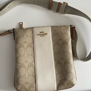Coach Beige and White Crossbody Bag